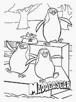 coloriage Madagascar les pingouins